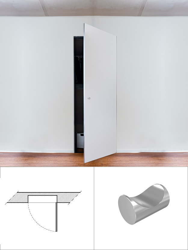 Wardrobe 1 door and right opening with fixed knob