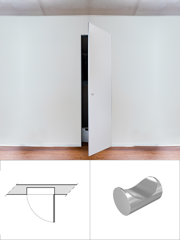 Wardrobe 1 door and right opening with fixed knob