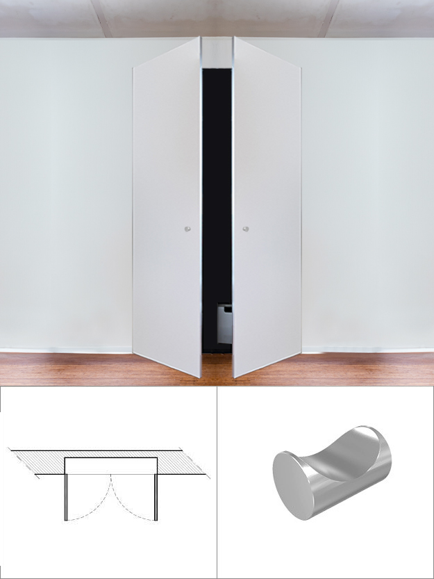 Wardrobe 2 doors with fixed knob