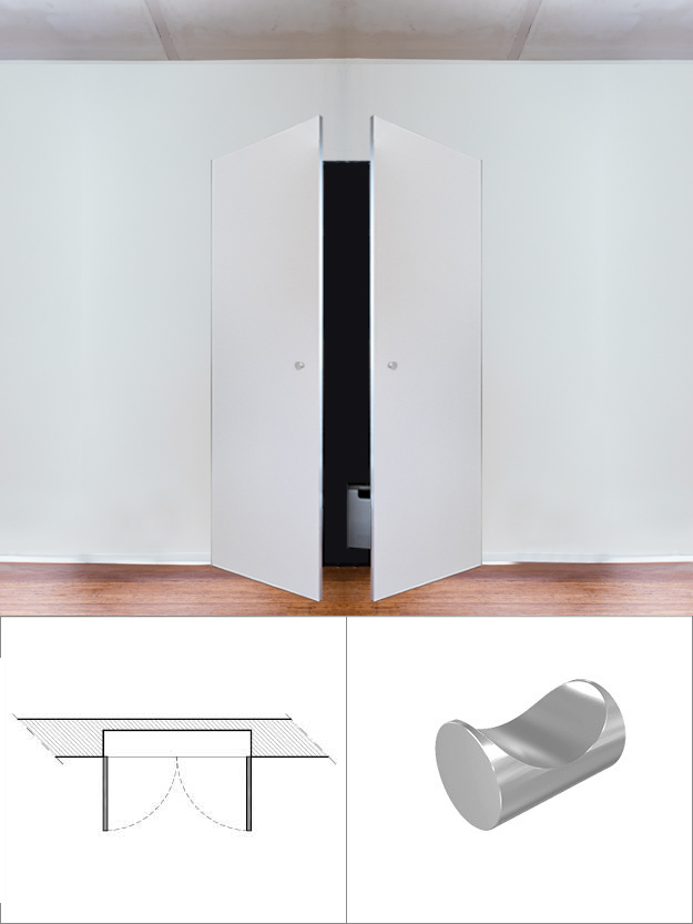 Wardrobe 2 doors with fixed knob
