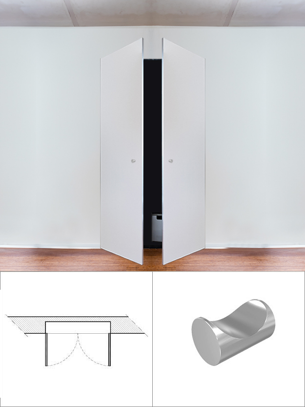 Wardrobe 2 doors with fixed knob